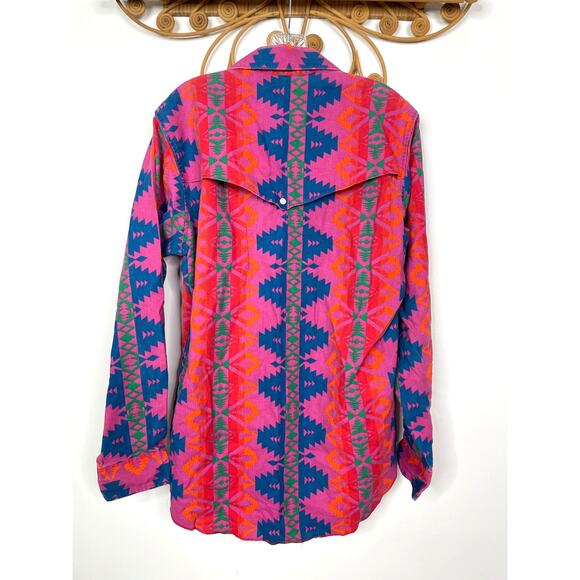 Vintage 90's Wrangler Southwest Western Cowboy Shirt Multicolor M - Picture 5 of 5